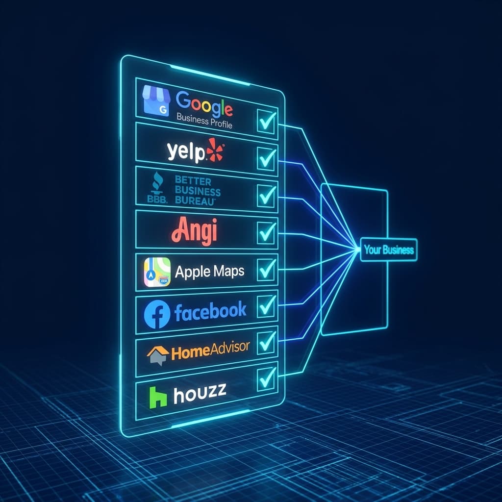 A checklist showing the top citation sources for home service contractors