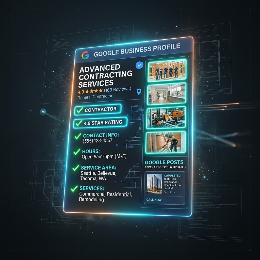 A screenshot of a well-optimized Google Business Profile for a contractor