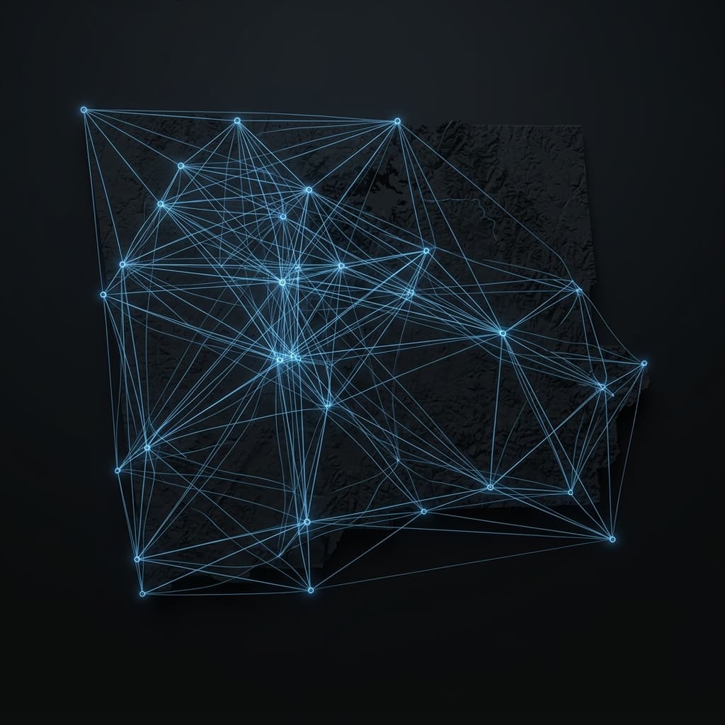 Visualization of the internal linking mesh between service area pages