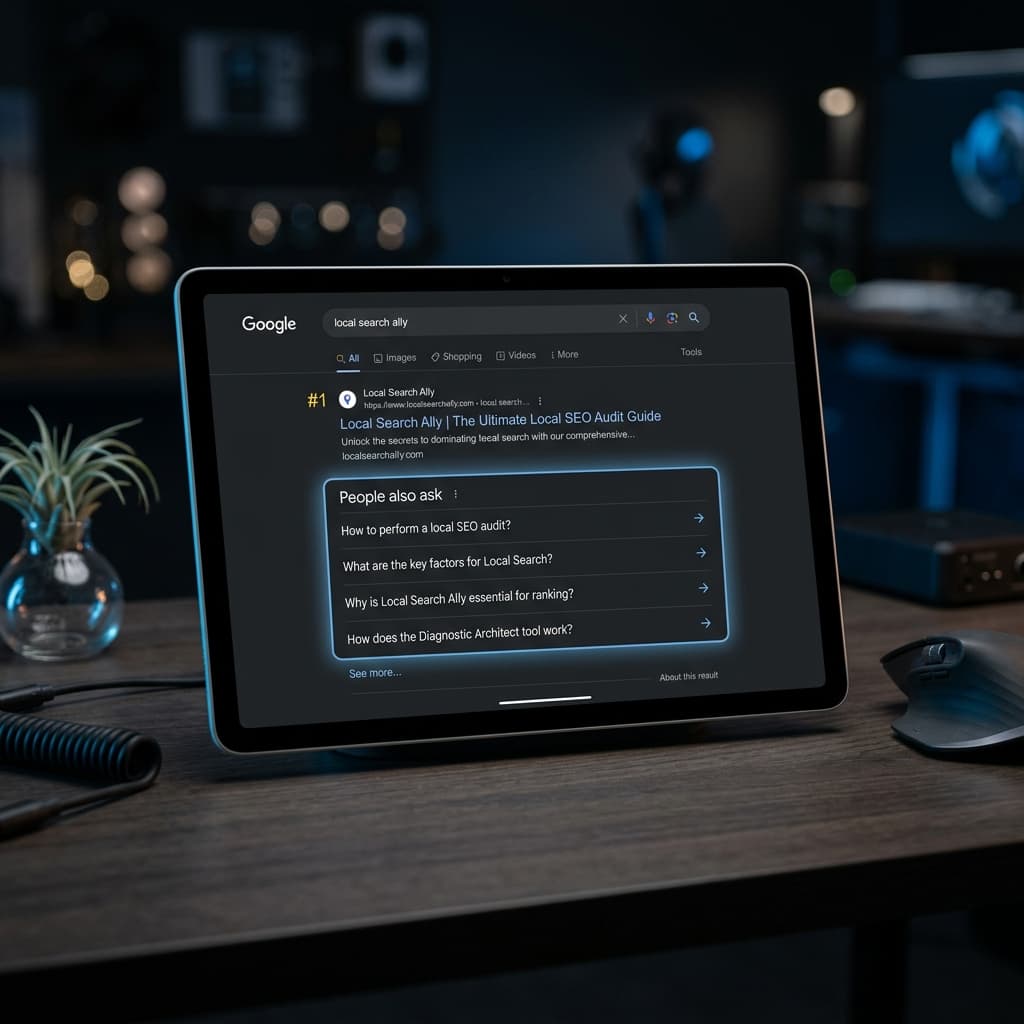 Cinematic mockup of Google FAQ Rich Results