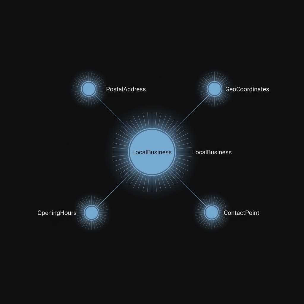 Diagnostic diagram of LocalBusiness Schema JSON-LD structure